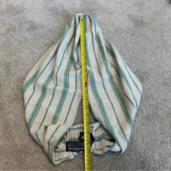 Zara green beige striped cotton halter top boho bohemian crop top NWOT - Picture 4 of 7